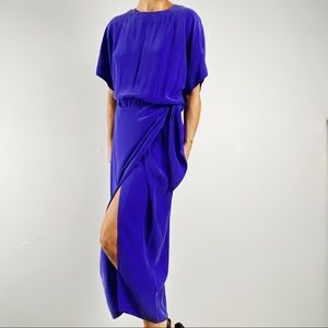 SOLD Violet wrap-front silk dress, vintage